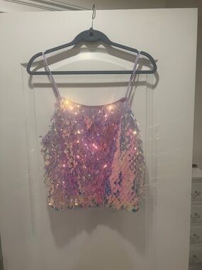 Lulu's Iridescent Sequin Lavender-Pink Camisole
